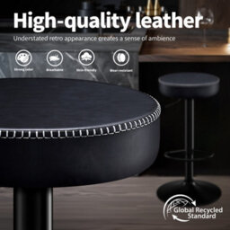 "Stoolink Breakfast Bar Stools Set Of 2, Backless Swivel With Footrest, Adjustable 25.8""-33.7"" Microfiber Leather - Ink Black" - thumbnail 6