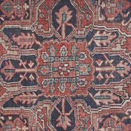Loomed Distressed Red Multicolour Persian Style Washable Non Slip Rug 60X110Cm - thumbnail 6