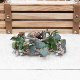 Annibells Christmas Twig Frosted Pinecone Double Glass Tealight Holder (11064)