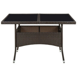 Walplus Outdoor Dining Table Brown Poly Rattan And Glass - thumbnail 3