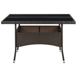 Walplus Outdoor Dining Table Brown Poly Rattan And Glass - thumbnail 2