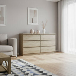 Malwa M6 Laminated Chest Of Drawers With Smooth Fronts And Practical Drawer Layout Dab Sonoma - thumbnail 1