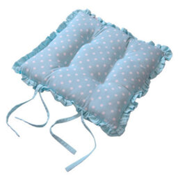 Homescapes Reversible Blue Frilled Cushion Seat Pad With Ties Birds & Flowers - thumbnail 2