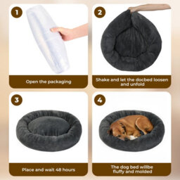 Skylos Dog Bed Large Donut Plush Soft Cat Calming Beds Pet Anti Anxiety - thumbnail 8