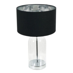 Valuelights Jessy Glass With Silver Trim Table Lamp With Black With Chrome Inner Lamp Shade - thumbnail 2