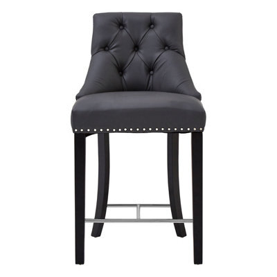 Orsina Park Grey Faux Leather Bar Chair, Backrest Breakfast Bar Chair, Footrest Living Bar Chair Kitchen - image 1