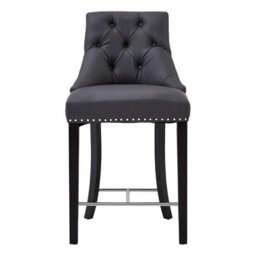 Orsina Park Grey Faux Leather Bar Chair, Backrest Breakfast Bar Chair, Footrest Living Bar Chair Kitchen - thumbnail 1