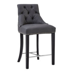 Orsina Park Grey Faux Leather Bar Chair, Backrest Breakfast Bar Chair, Footrest Living Bar Chair Kitchen - thumbnail 2
