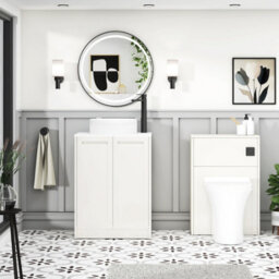 Royal Bathrooms Royal Bathroom Elmore 600mm Classic White Freestanding Bathroom Vanity Unit 2 Door Plain White Worktop With Round Basin - thumbnail 5