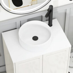 Royal Bathrooms Royal Bathroom Elmore 600mm Classic White Freestanding Bathroom Vanity Unit 2 Door Plain White Worktop With Round Basin - thumbnail 4