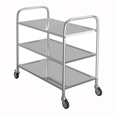 3 Tier Kitchen Catering Stainless Steel Storage Trolley Cart Food Rack Serving - image 1