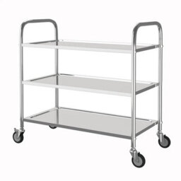3 Tier Kitchen Catering Stainless Steel Storage Trolley Cart Food Rack Serving - thumbnail 3