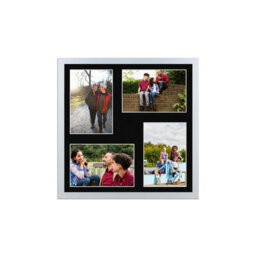 AK Frames 12X12 Silver Sleek Multi Photo Frame With Black Mount - Holds 4 Apertures (4X) 6X4 Photos - thumbnail 1