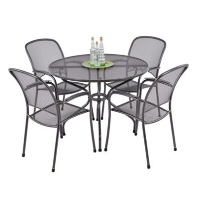 Pacific Lifestyle Carlo Round Outdoor 4 Seater Dining Set Patio Mesh Table And Chairs Garden Furniture - image 1