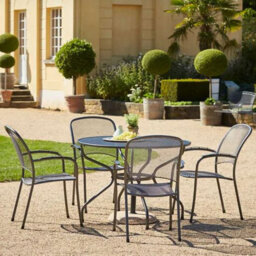 Pacific Lifestyle Carlo Round Outdoor 4 Seater Dining Set Patio Mesh Table And Chairs Garden Furniture - thumbnail 3