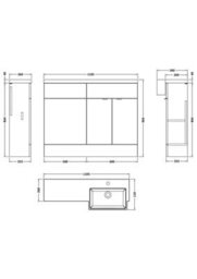 Hudson Reed Fusion Floor Standing Combination Vanity Unit & Right Hand Semi Recessed Basin, Sink Vanity Unit, Bleached Oak, 1100mm - thumbnail 6