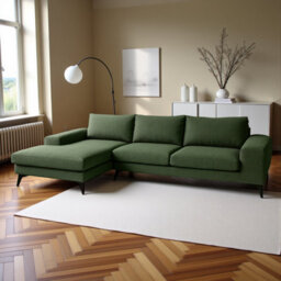 Abakus Direct Venice Corner Sofa In Forest Green Left Facing With Deep Seats And Extra-Wide Padded Arms - thumbnail 1