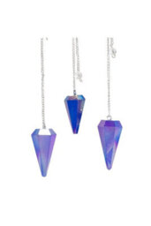 Six Sided Aurora Crystal Blue Pendulum, 4Cm For Meditation, Divination - thumbnail 1