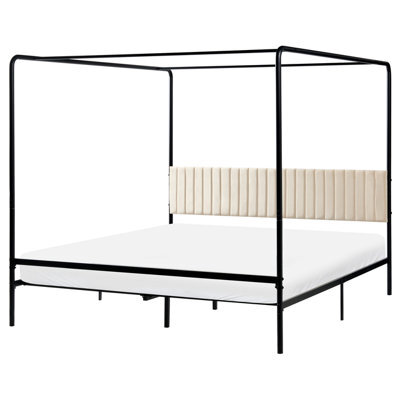 Beliani Four Poster Bed Metal Mirabeau 180 X 200 Cm (Eu Super King) Black - image 1