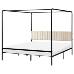 Beliani Four Poster Bed Metal Mirabeau 180 X 200 Cm (Eu Super King) Black - thumbnail 1