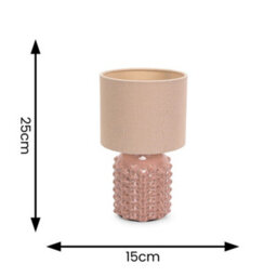 Valuelights Asha Pink Ceramic Textured Base Table Lamp With Drum Shade - thumbnail 6