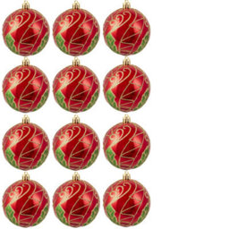 Christmas Tree World 6Cm Hand Painted Shatterproof Bauble Design 31 (12 Pack) - thumbnail 1