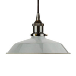 French Grey Small Trinity Metal Painted Dome Pendant Light With Black Nickel Lamp Holder And Black Round Cable - Se Home - thumbnail 1