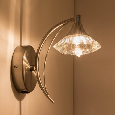 Harper Living Single Wall Light And Sconce, Satin Nickel Finish, Clear Glass Shade, G9 Bulb Cap - image 1