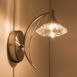 Harper Living Single Wall Light And Sconce, Satin Nickel Finish, Clear Glass Shade, G9 Bulb Cap - thumbnail 1