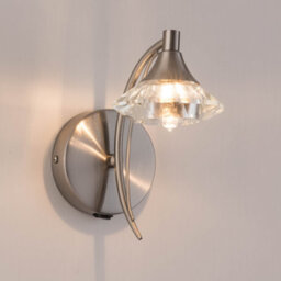 Harper Living Single Wall Light And Sconce, Satin Nickel Finish, Clear Glass Shade, G9 Bulb Cap - thumbnail 2