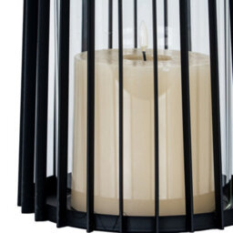Hill Interiors Lynk Large Lantern With Handle And Candle Holder - Glass - L22 X W22 X H50 Cm - Black - thumbnail 4