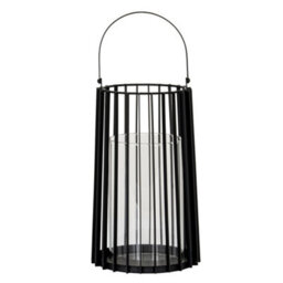 Hill Interiors Lynk Large Lantern With Handle And Candle Holder - Glass - L22 X W22 X H50 Cm - Black - thumbnail 1