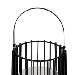 Hill Interiors Lynk Large Lantern With Handle And Candle Holder - Glass - L22 X W22 X H50 Cm - Black - thumbnail 3