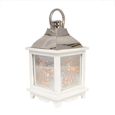 Shatchi Let It Snow White Christmas Lantern Wooden Warm Led Light Nativity Indoor Decorations - image 1
