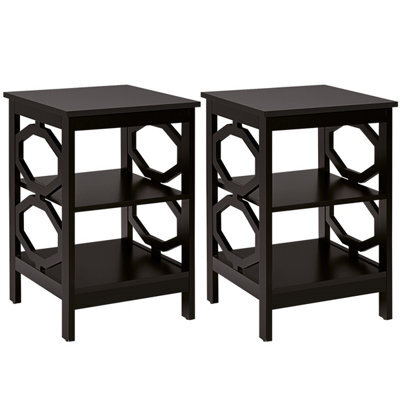 Costway Set Of 2 3-Tier Nightstand Sofa Bed Side Table Storage Display Stand With Shelf - image 1