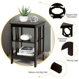 Costway Set Of 2 3-Tier Nightstand Sofa Bed Side Table Storage Display Stand With Shelf - thumbnail 8