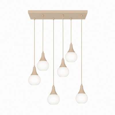 Luminosa Lighting Luminosa Lacrima Cluster Pendant Ceiling Light Beige White Glass Shade 6X E27 - image 1