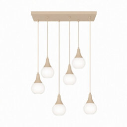Luminosa Lighting Luminosa Lacrima Cluster Pendant Ceiling Light Beige White Glass Shade 6X E27 - thumbnail 1