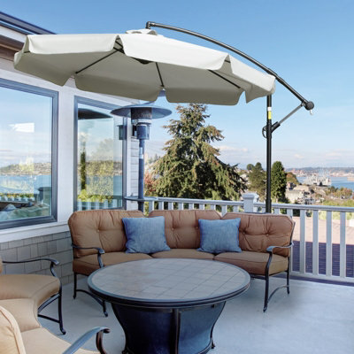Outsunny 2.7M Garden Cantilever Banana Parasol Sun Shade W/ Crank, Cream White - image 1