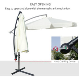 Outsunny 2.7M Garden Cantilever Banana Parasol Sun Shade W/ Crank, Cream White - thumbnail 4