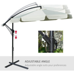 Outsunny 2.7M Garden Cantilever Banana Parasol Sun Shade W/ Crank, Cream White - thumbnail 5