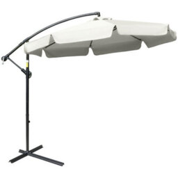 Outsunny 2.7M Garden Cantilever Banana Parasol Sun Shade W/ Crank, Cream White - thumbnail 2