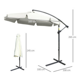 Outsunny 2.7M Garden Cantilever Banana Parasol Sun Shade W/ Crank, Cream White - thumbnail 3