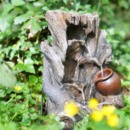 Geezy Tree Log Water Feature Outdoor Indoor Led Fountain Waterfall Garden Decor - thumbnail 5