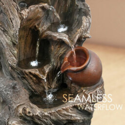 Geezy Tree Log Water Feature Outdoor Indoor Led Fountain Waterfall Garden Decor - thumbnail 2