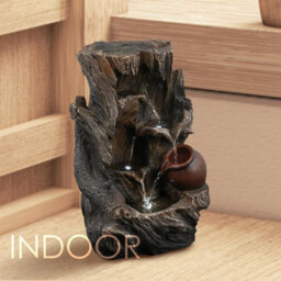 Geezy Tree Log Water Feature Outdoor Indoor Led Fountain Waterfall Garden Decor - thumbnail 4