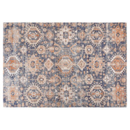 Beliani Rug Kurin Blue 140 X 200 Cm Cotton