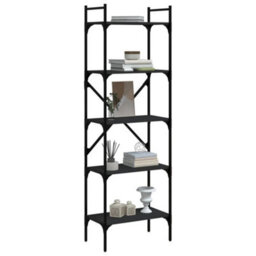 Berkfield Bookcase 5-Tier Black 56X31.5X174 Cm Engineered Wood - thumbnail 3
