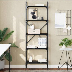 Berkfield Bookcase 5-Tier Black 56X31.5X174 Cm Engineered Wood - thumbnail 1