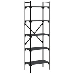 Berkfield Bookcase 5-Tier Black 56X31.5X174 Cm Engineered Wood - thumbnail 2